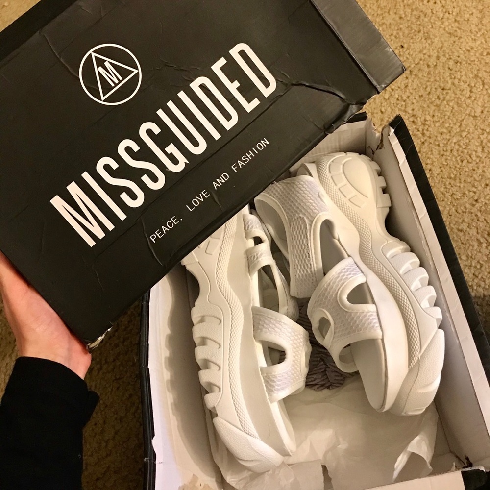 Brand new never worn white Missguided sandals